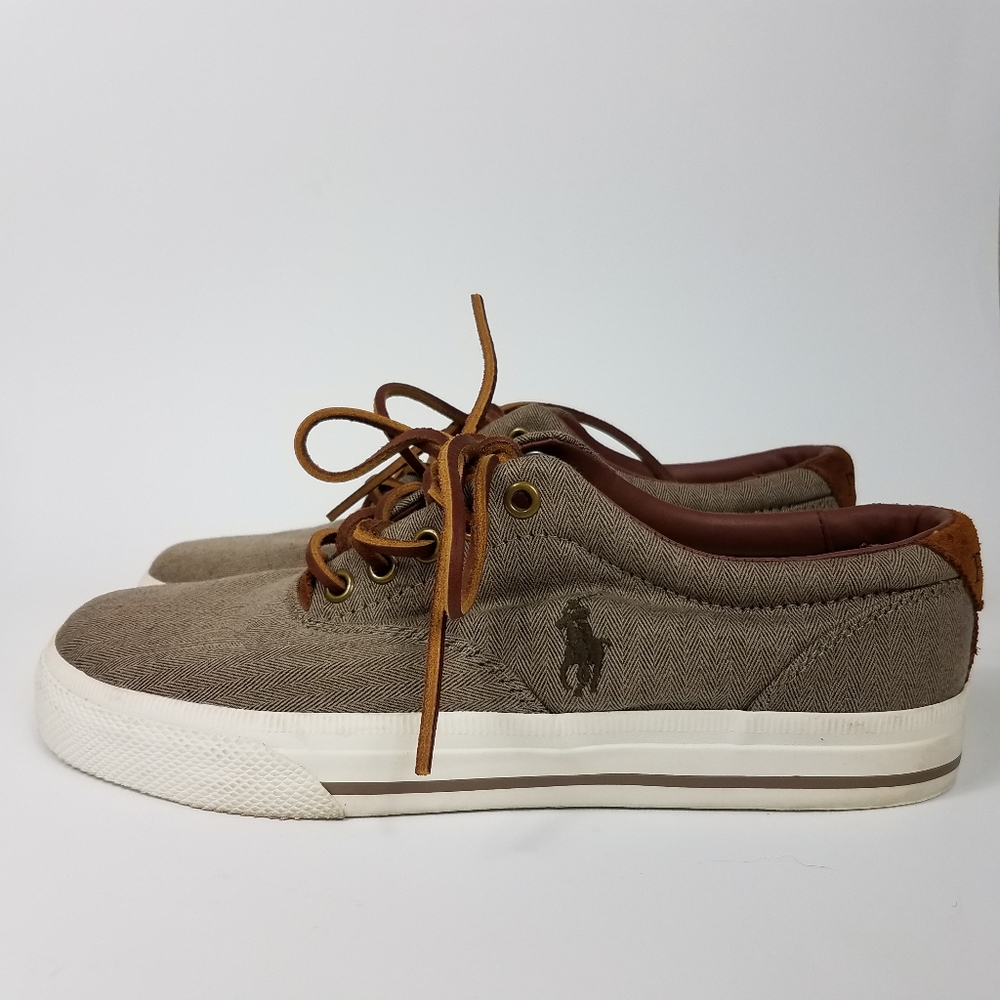Polo Ralph Lauren Vaughn Tan Gray Canvas Sneakers